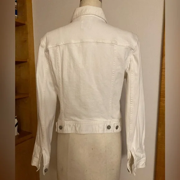 GAP Optic White Denim Trucker Jacket Monogram Coastal Cowgirl Western Rodeo - Picture 13 of 13